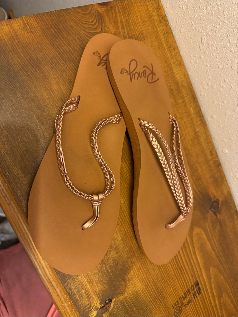 Roxy Braided Metallic Rose and Tan Women's Sandals